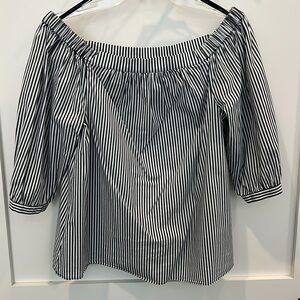 Tommy Hilfiger Denim Blue Striped Off-Shoulder Top - size 6